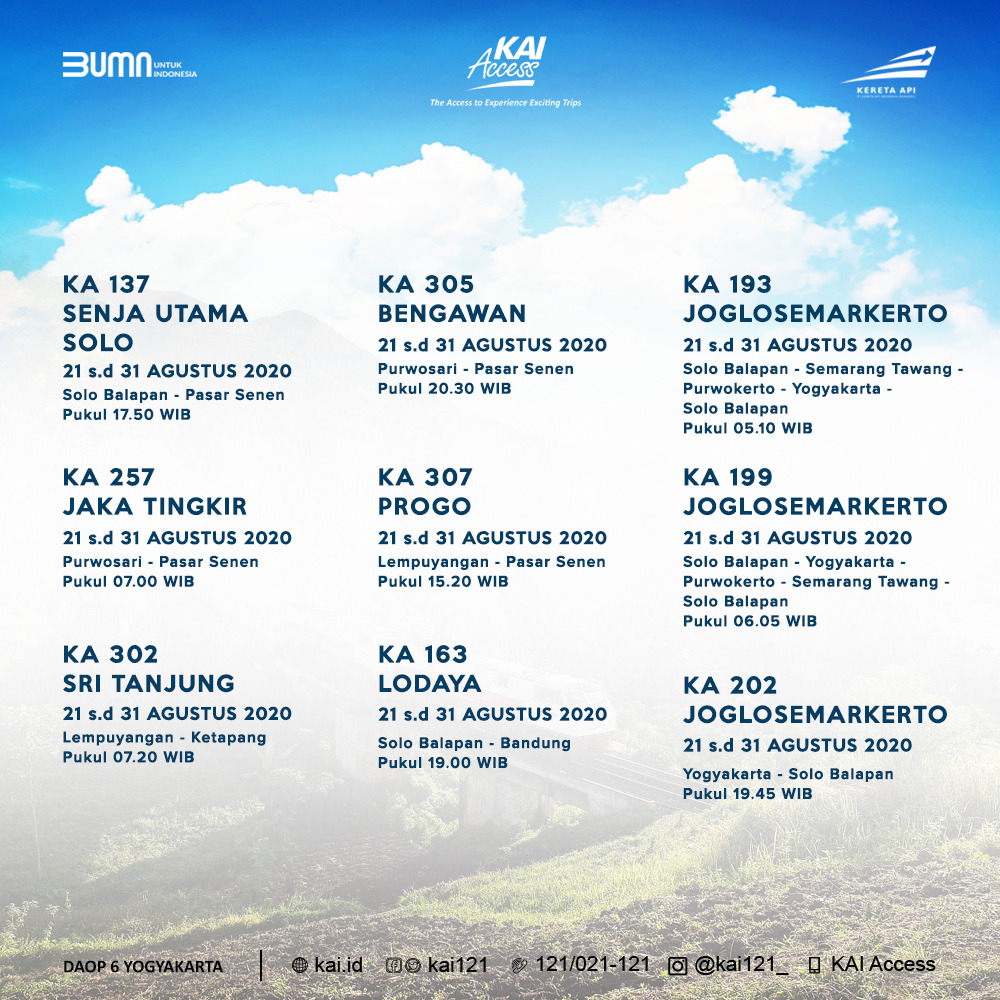 Jadwal Kereta Api dari Yogyakarta © KAI